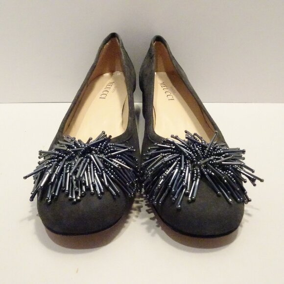 Sesto Meucci Shoes - SESTO MEUCCI Flynn Low Pump Heel Gray Suede Leather Beaded Sz 5M Italy